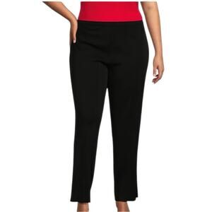 Ming Wang Pleated Black Zip Front Straight Leg Pant Professional Size XL Cotton